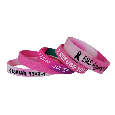 1/2" Breast Cancer Custom Deboss-fill Wristbands